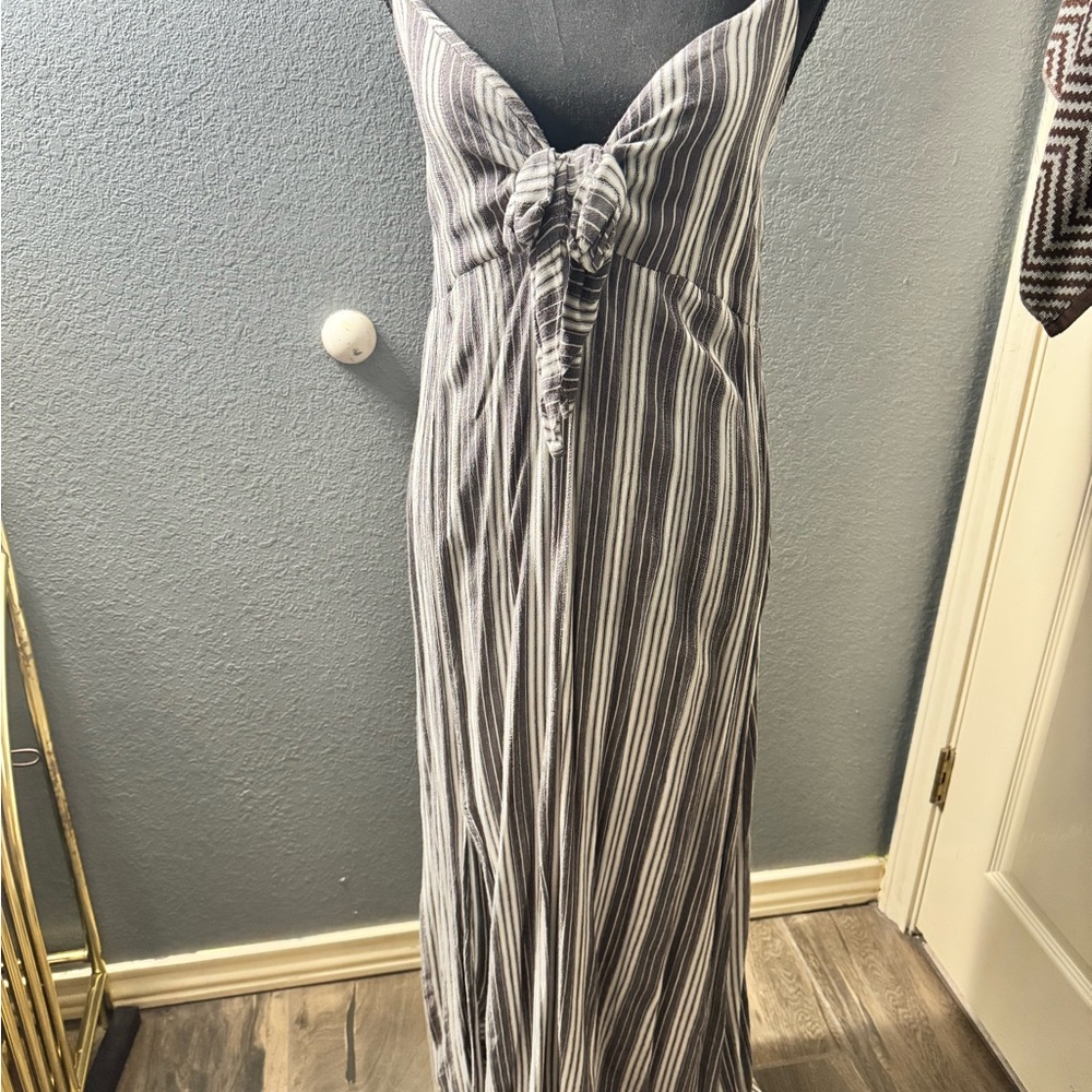 Marshalls Gray and White Tie Front Maxi Sundress
